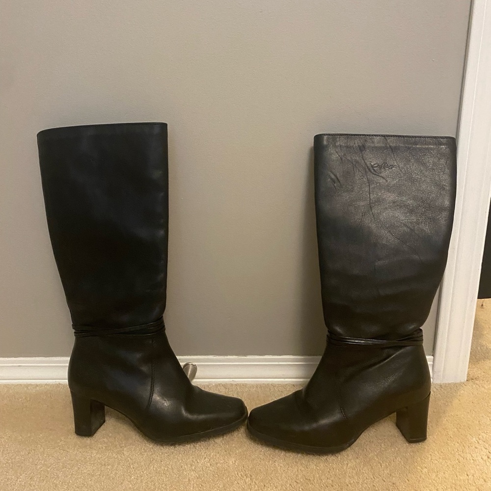 Made in Canada Black Leather Knee-High Boots